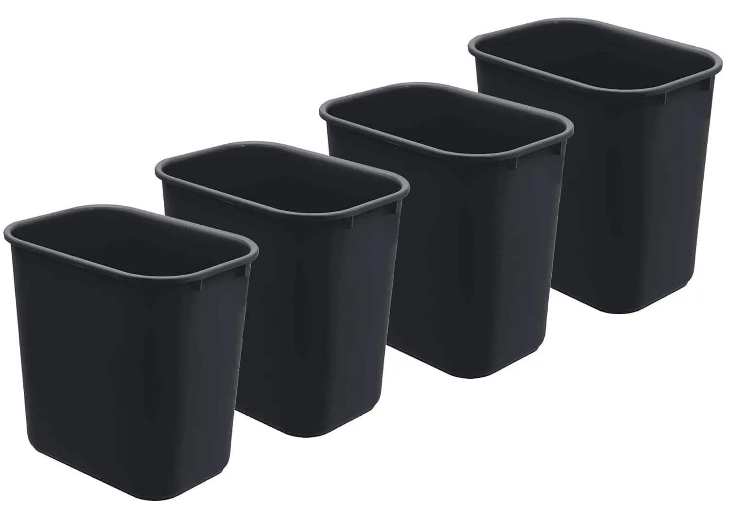Cestino da scrivania, set di 4 contenitori in plastica da 6,75 galloni in colore nero per ufficio o casa
