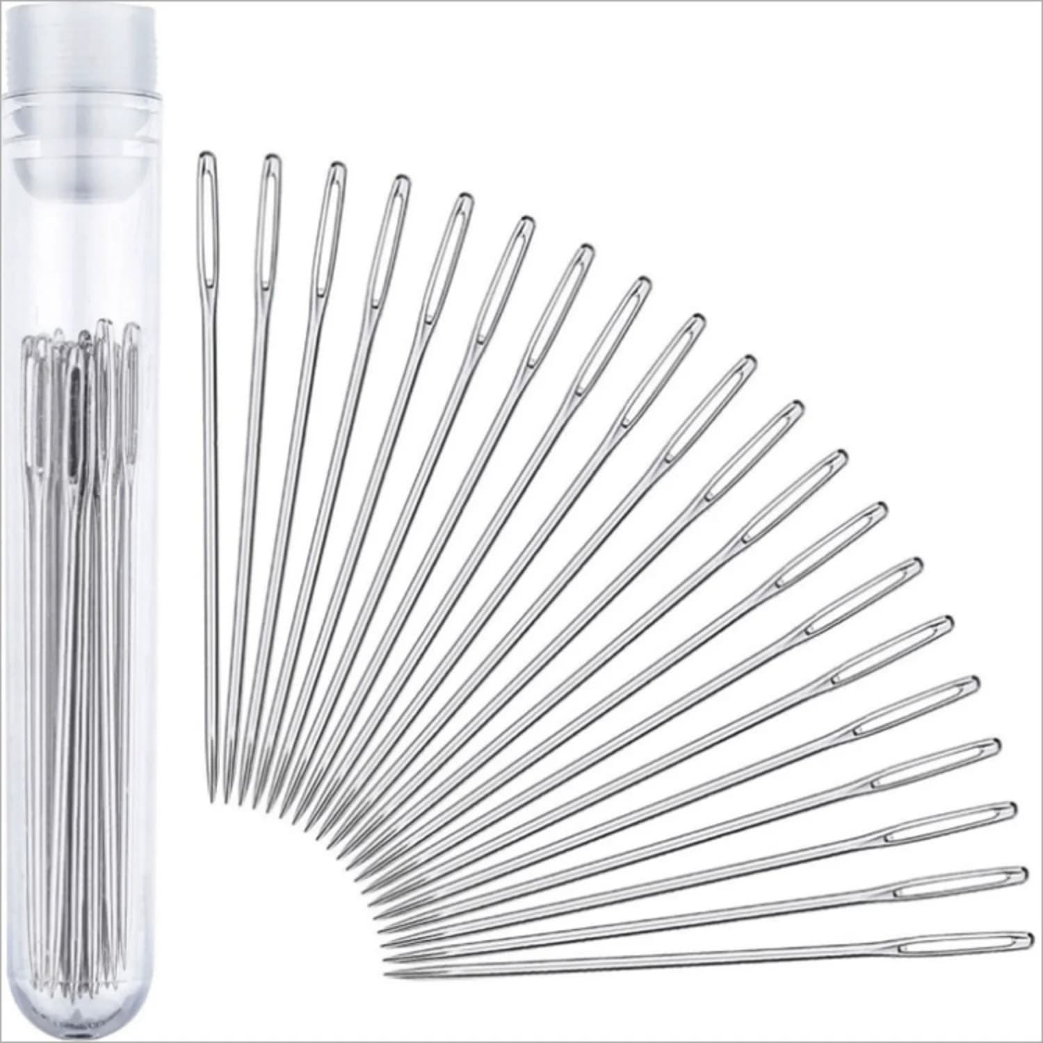Gold Blunt Large Eye Yarn Needles 9pcs Transparent Storage Bottle Tapestry Embroidery Darning Hand Craft Sewing Tools