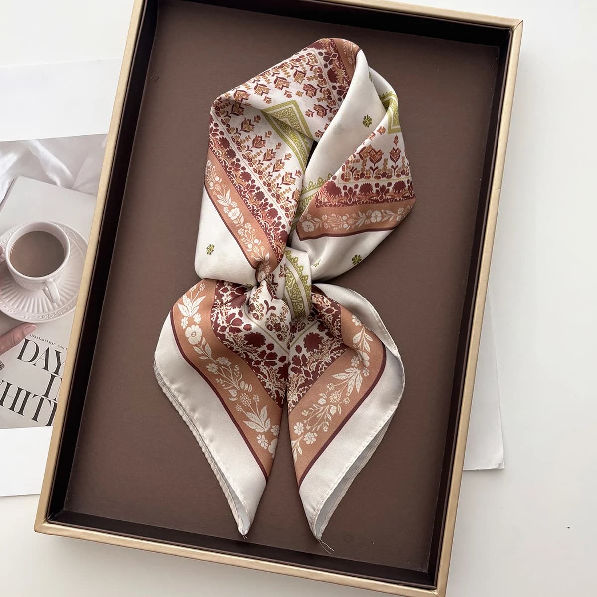 Luxury Printed Square Scarf For Women New Fashion Bandanas Hijab Imitation Silk Scarves Neckerchief Elegant Shawl Wraps