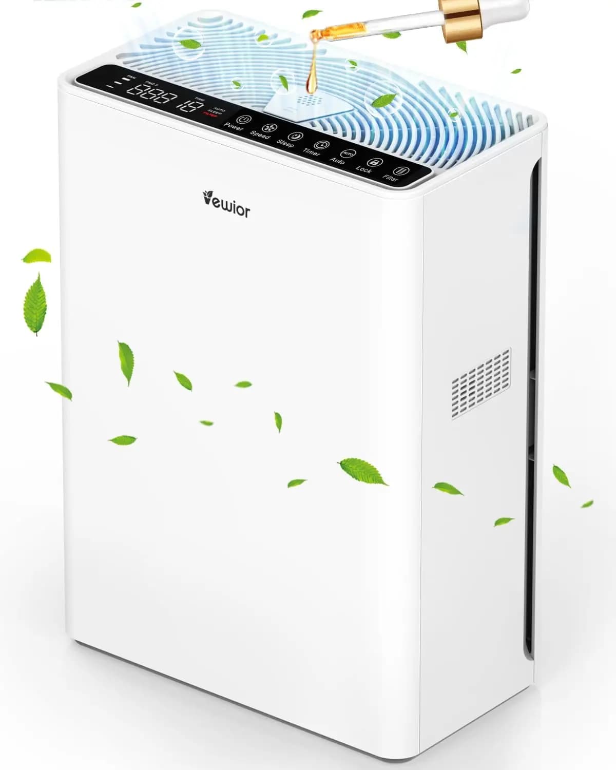Purificatore d'aria per ambienti di grandi dimensioni fino a 2200 piedi quadrati, filtro HEPA H13 con spugna profumata, timer, copertura lavabile, silenzioso a 15dB