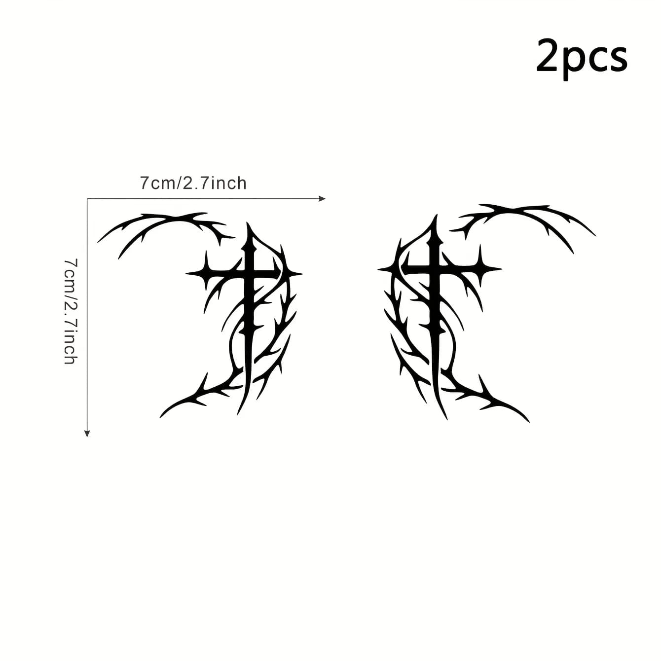 2Pcs/set Thorn Cross Vinyl Sticker, Waterproof Decal for Car Rearview Mirror & Window