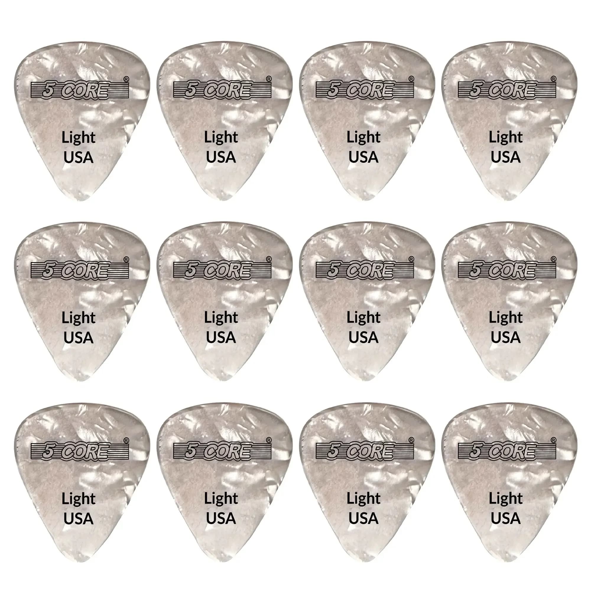 Plettri per chitarra 12 pezzi Indicatore di luce in celluloide Plettro da 0,46 mm per basso elettrico acustico Sensazione naturale Tono caldo Puas Para
