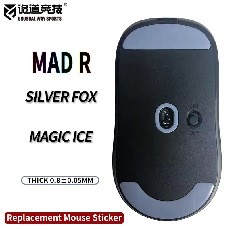 InsolitoWaySports Mouse Pattini Piedi MAD R Superficie ribaltabile PTFE Anti collasso Multistrato Magic Ice Silver Fox