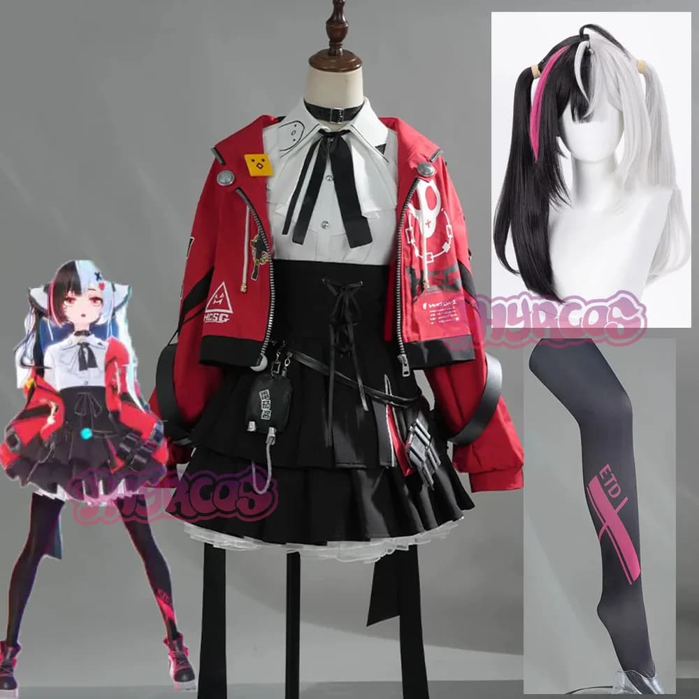 Costume Cosplay Lacrimosa Neverness To Everness, Parrucca, Giacca, Gonna, Camicia, Completo JK per Halloween e Carnevale, Scarpe