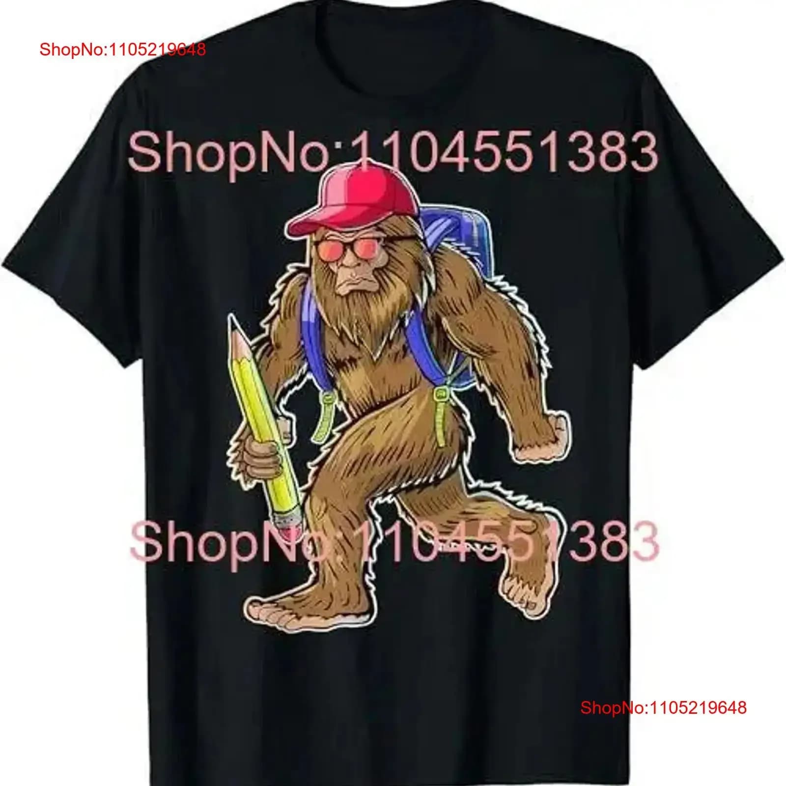 Funny Bigfoot Back to School Kid Backpack Boys T Shirt vintage Washed Unisex Casual Soft homme Stretched Versatile Stylish