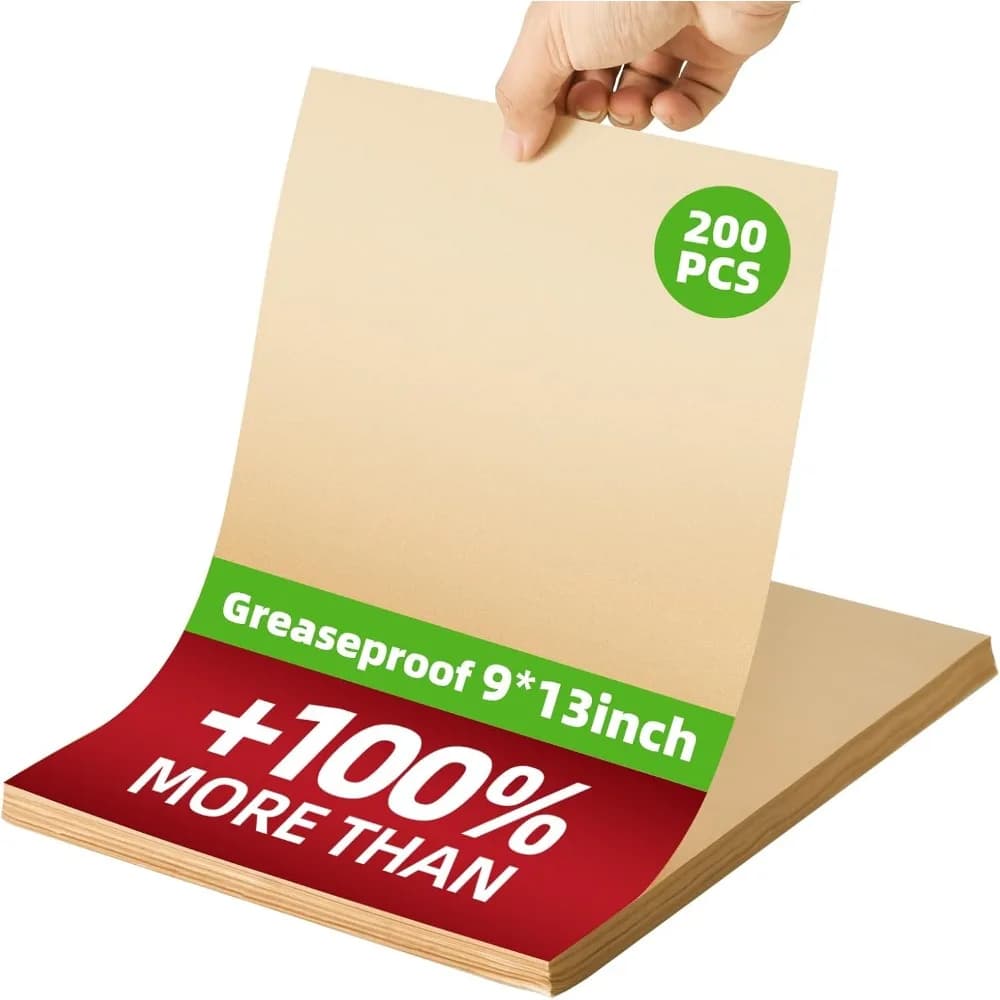 200 Pcs Parchment Paper Sheets 9x13 Inches, Pre Cut Parchment Paper Sheets for Baking, Bread, Cakes, Cookies - Non-Stick Baking Paper Sheets for Grilling, Air Fryer