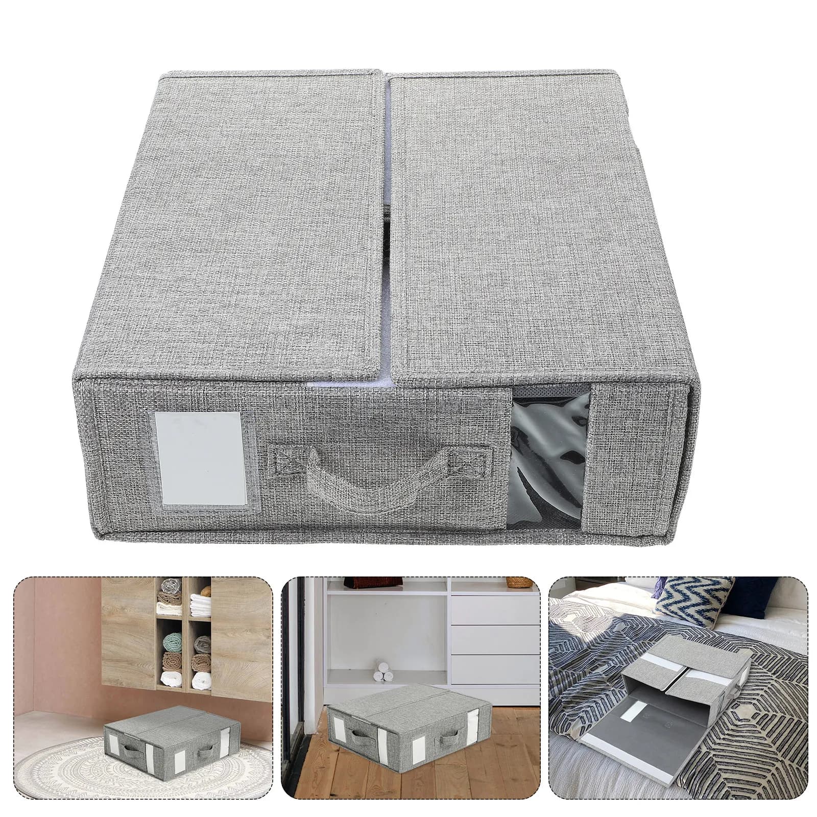 Organizzatore Pieghevole per Lenzuola con Finestra Trasparente e Chiusura a Cerniera per Armadio Sottoletto, Camera da Letto, Appartamento, Coperte