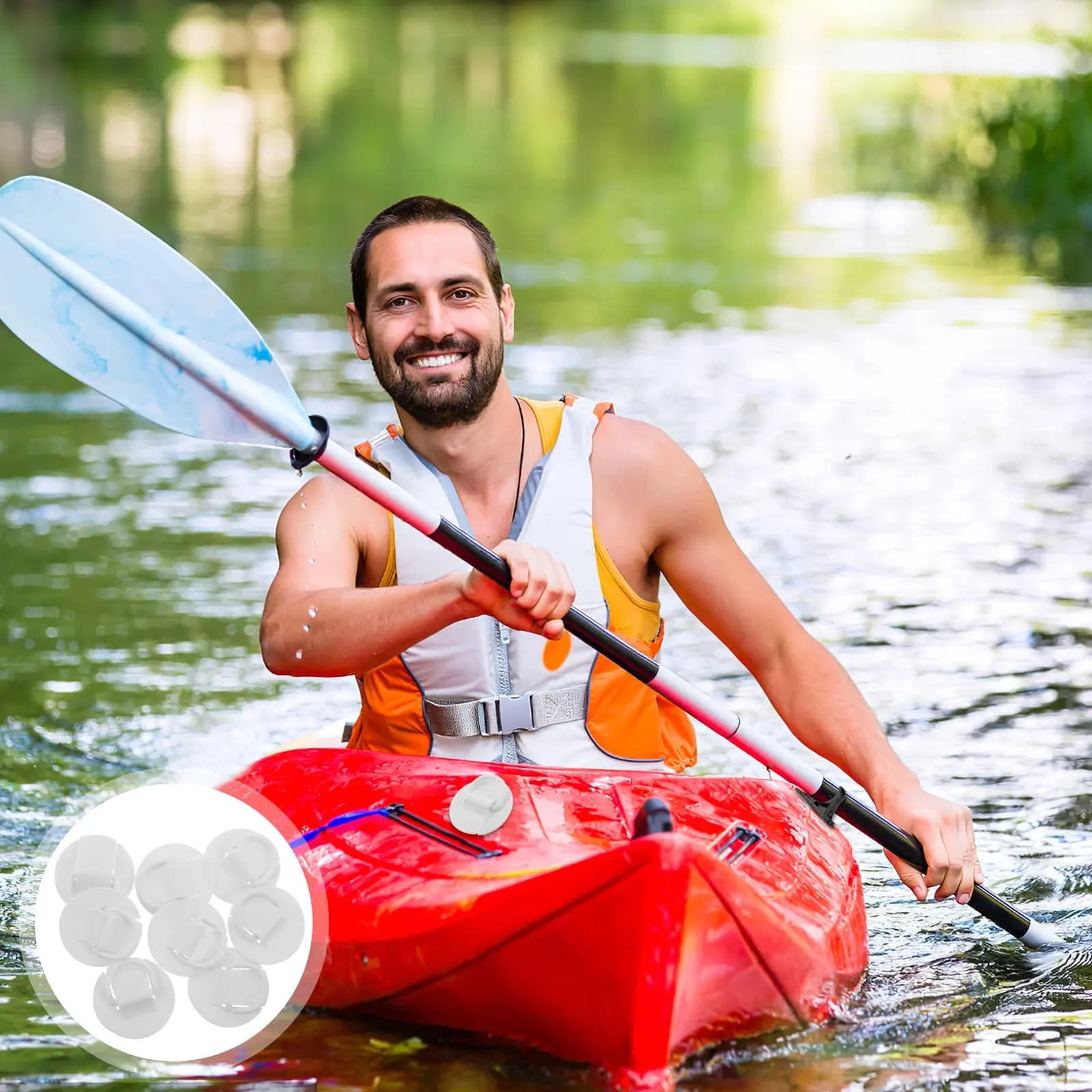 8 Pezzi Anelli a D in PVC per Paddle Board, Patch D-Ring per Gommoni, Kayak, Clip per Pagaie, Fissaggio Sicuro, Supporto per Remi Marini, Stand Up