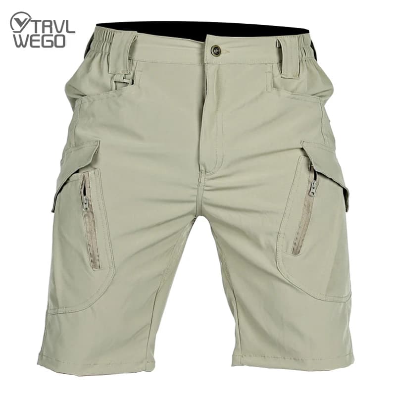 TRVLWEGO Pantaloncini tattici cargo da escursionismo da uomo Pantaloncini da viaggio da esterno ad asciugatura rapida per uomo con campeggio da pesca multitasche (SIN cintura)