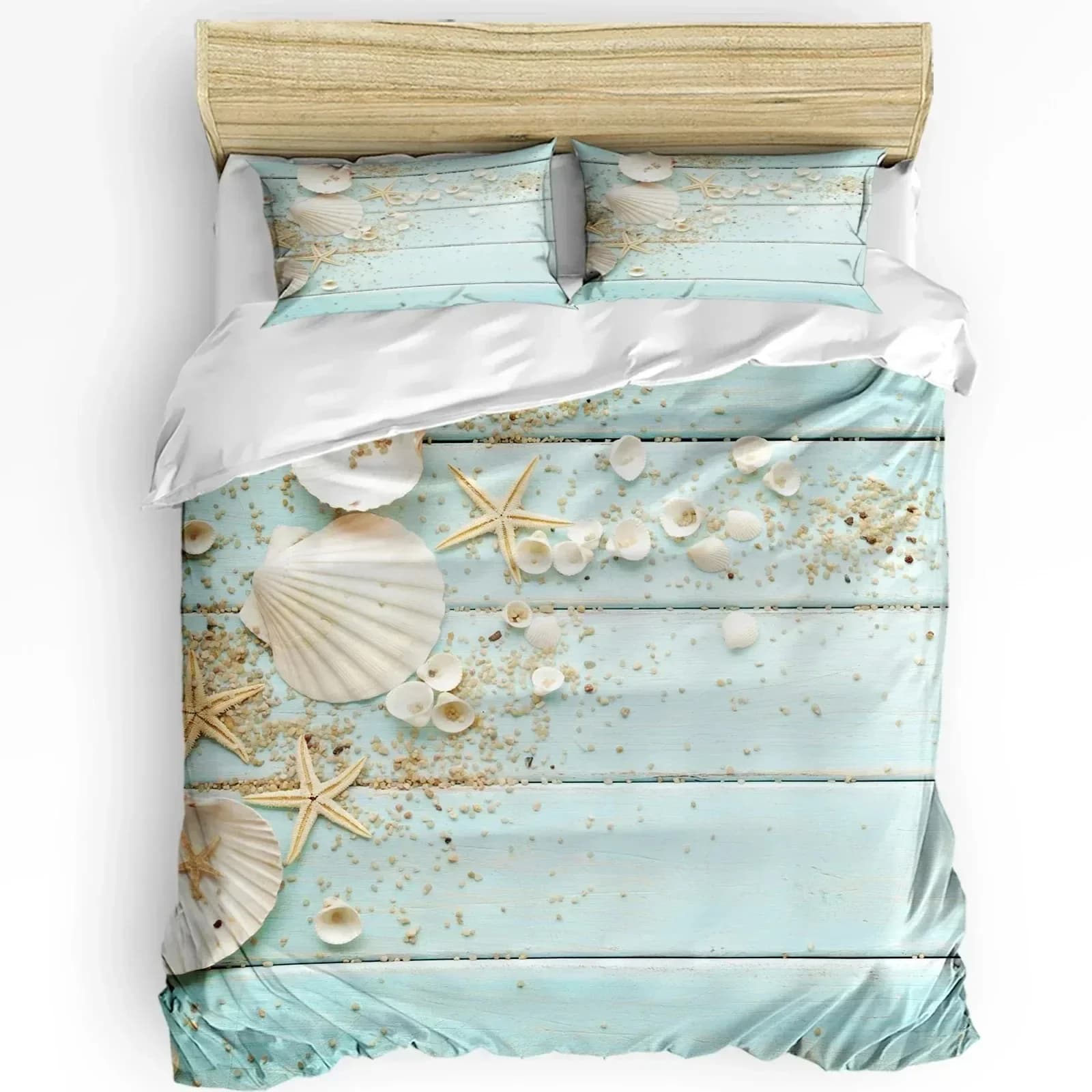 Copripiumino stella marina con conchiglie di corallo blu marino con federa Set di biancheria da letto personalizzato 3 pezzi Copripiumino Letto matrimoniale Tessili per la casa