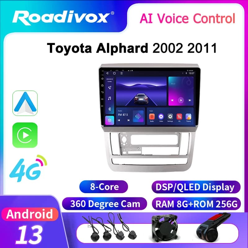 Roadivox autoradio Android per Toyota Alphard 2002 2011 stereo navigazione GPS video lettore multimediale registratore a nastro carplay