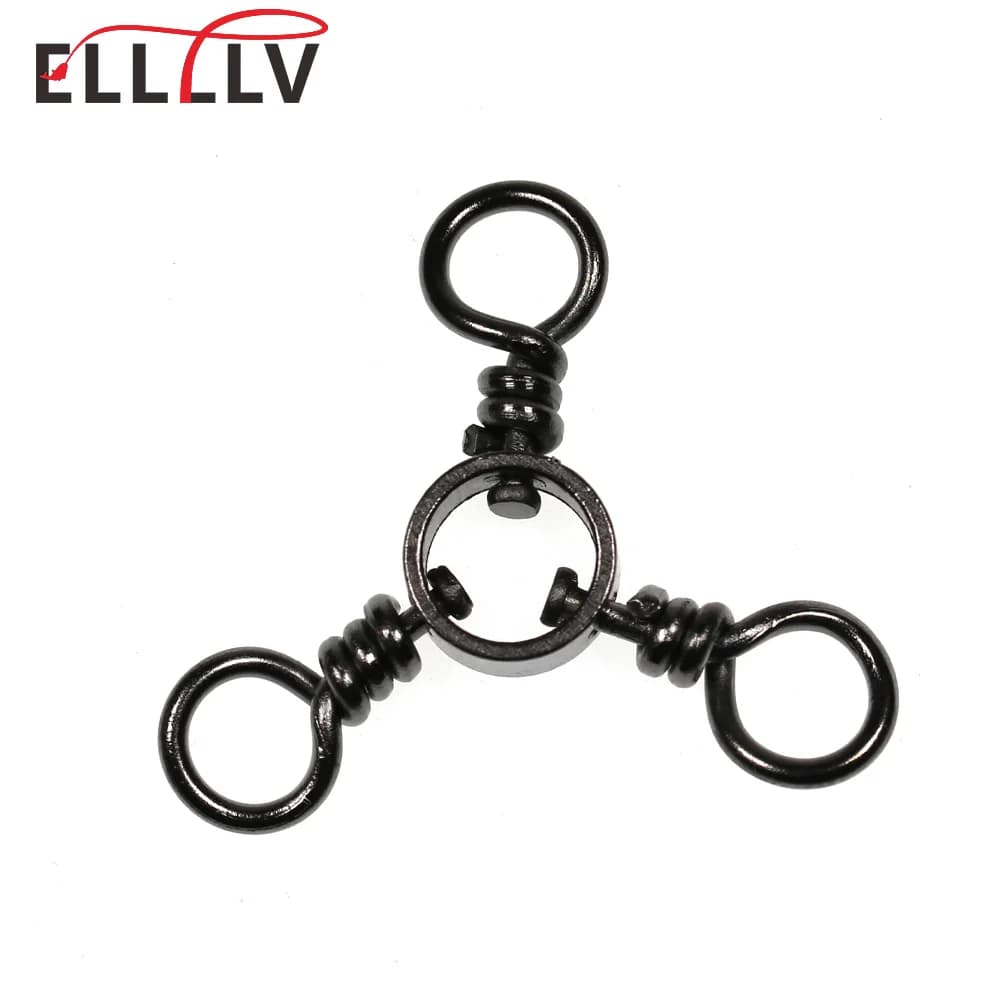 Elllv 10 pcs/Bag #8 - 3/0 Fishing 3-way fishing rod triplets I love fishing hook artificial baits connector accessory