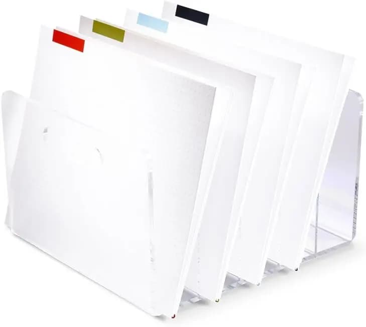 Selezionatore di file da tavolo in acrilico trasparente, 10" x 11,5" x 6,5", organizzare cartelle e documenti dal design moderno