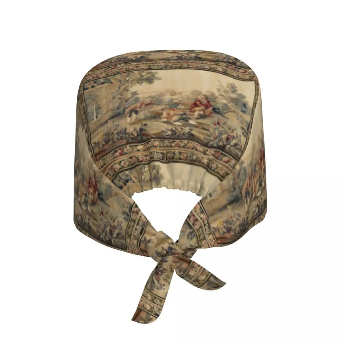 Aubusson Antique French Tapestry Print Scrub Hat Doctor Working Surgical Cap Men Women Adjustable Nursing Caps for Dentist