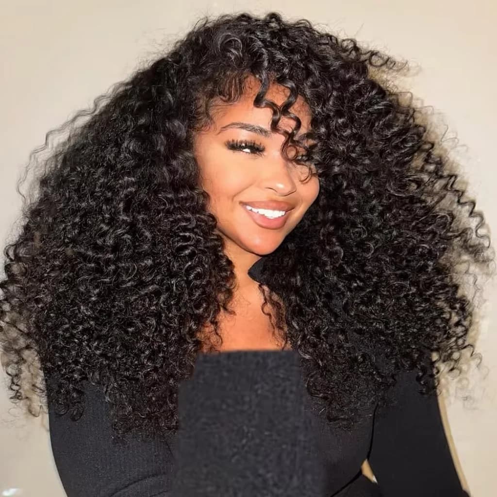 Parrucca mezza testa 3 in 1 per principianti, capelli umani ricci, senza cuciture, con clip, 3 in 1, capelli brasiliani, senza pizzo, parrucca mezza testa ribaltabile per donna