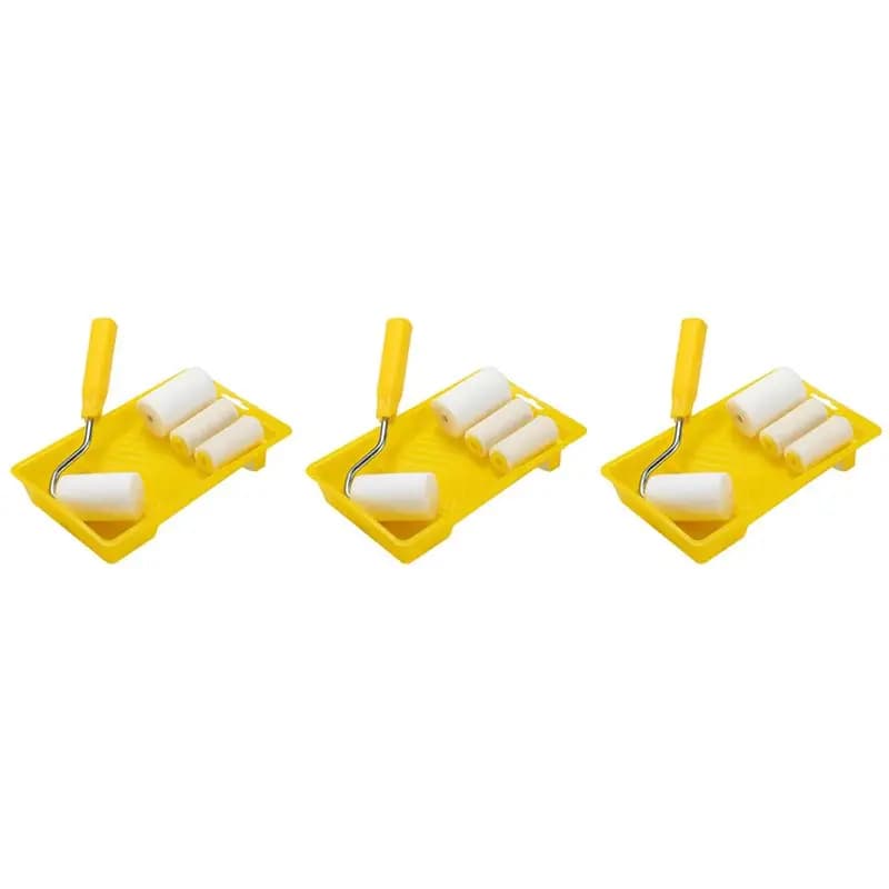 LLCS-Set 18 mini paint foam rollers, decoration kits, 2 inch roller trays set for mural painting and repairs
