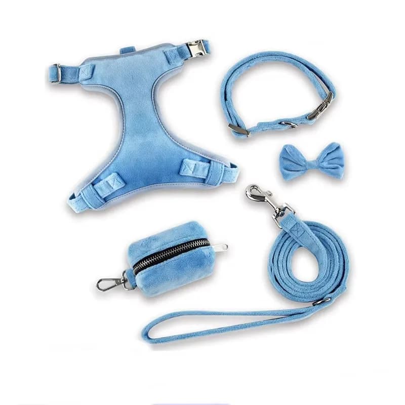 Pet Products Factory Wholesale Dog Harness Velvet Soft Comfortable Outdoor Dog Leash Collar Set
