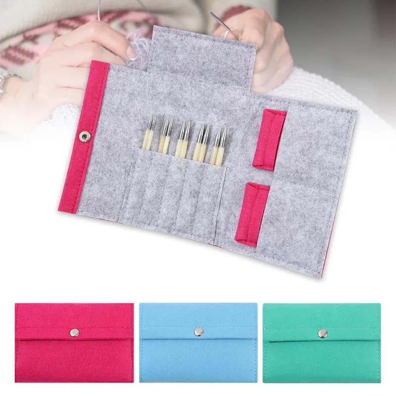 Set da 3 pezzi: Borsa portaoggetti per uncinetti in feltro, Porta ferri da maglia, Custodia per spilli da maglia per organizzazione e conservazione