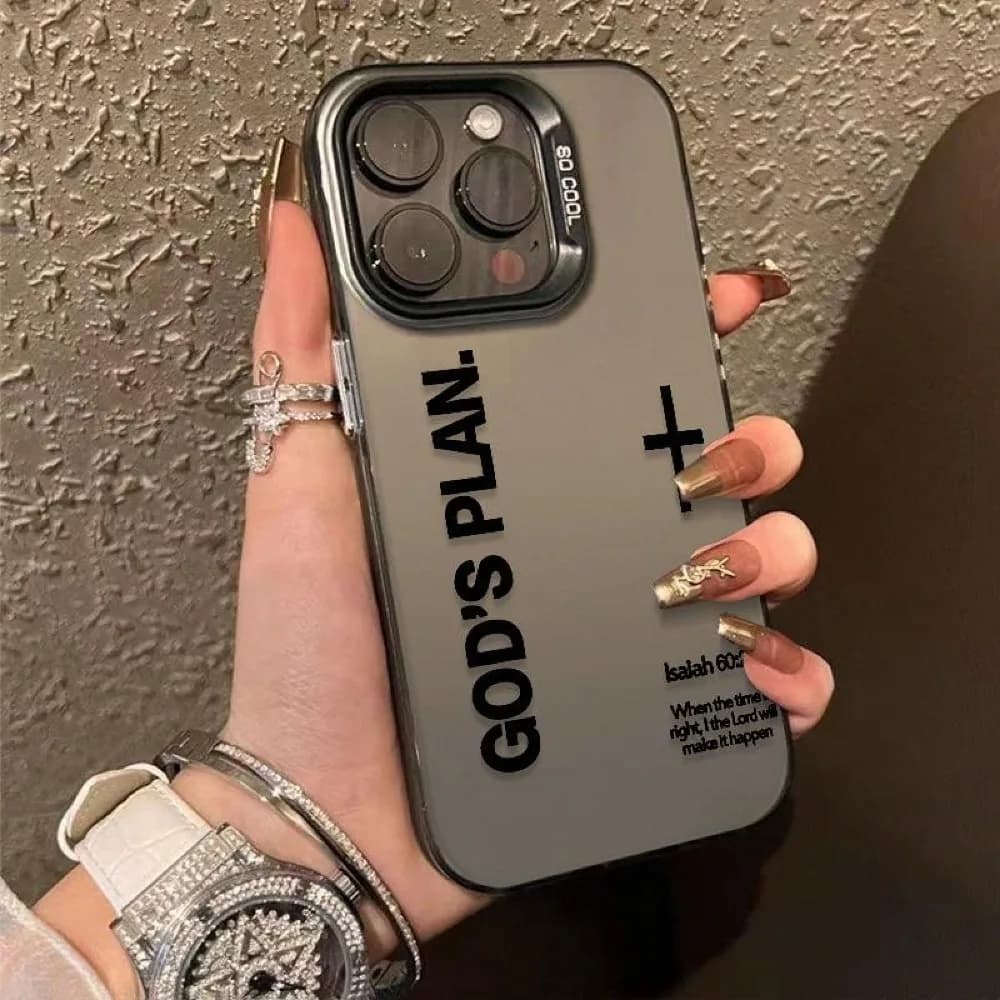 God's Plan Phone Case Cross Pattern Religious Art Fashion Laser Craft Anti-Drop Case For IPhone 17 16 15 14 13 12 11 Galaxy