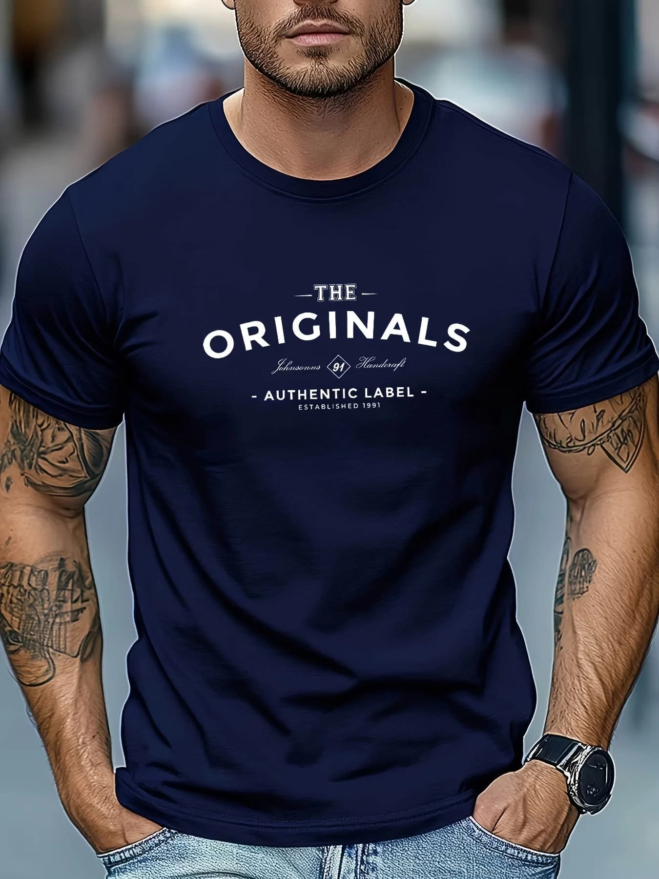 T-shirt ampia da uomo in puro cotone 100% traspirante, casual, con motivo a lettere, stampato, a maniche corte, girocollo