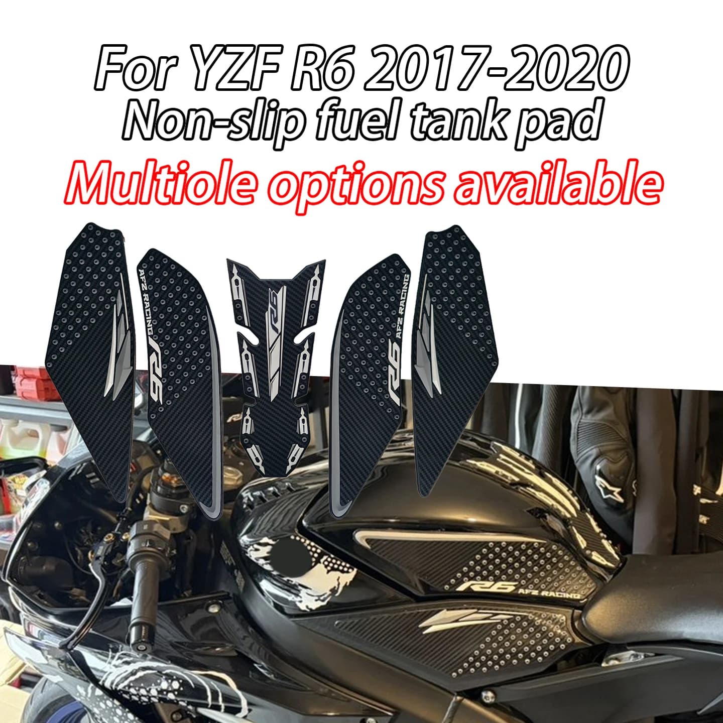 Adesivi per moto Yamaha R6 YZF R6 YZFR6 YZF-R6 2017-2020, pad antiscivolo per serbatoio carburante, adesivi laterali per ginocchiere, adesivo per serbatoio.