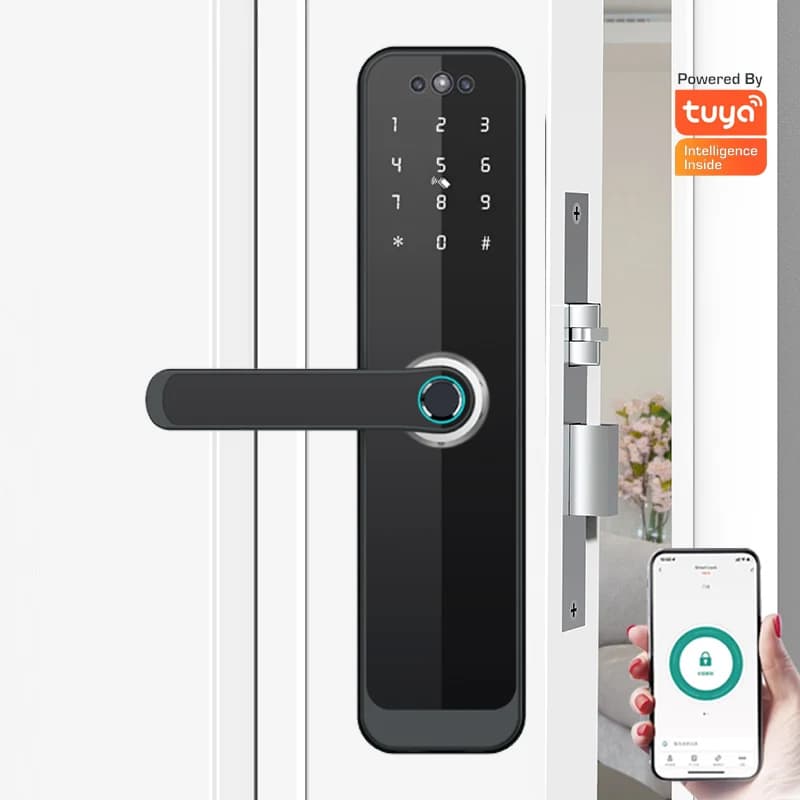 Serratura digitale per porta con riconoscimento facciale 3D all'ingrosso in fabbrica Password Tuya App Telecamera per impronte digitali Smart Lock con schermo