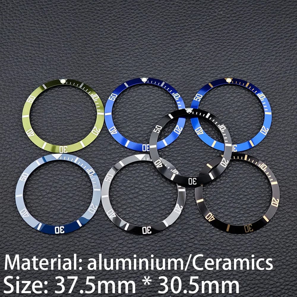 37.5mm Tilt Watch Bezel Insert Ceramic Aluminum Replacement Bezel 37.5*30.5mm Watch Case Parts Accessories