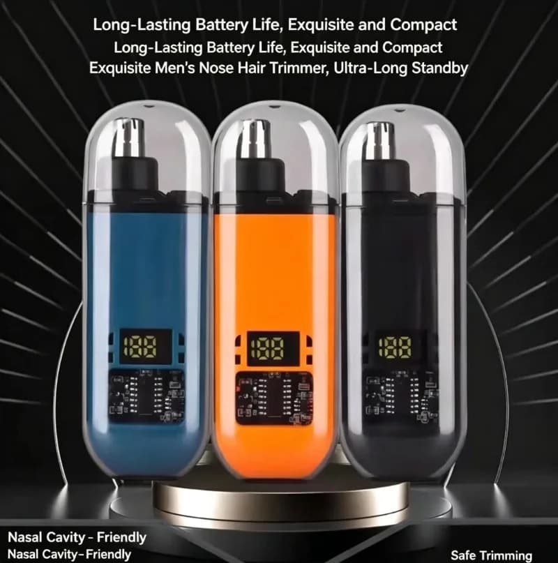 Mini Electric Nose Hair Trimmer, Portable Nose Hair Shaver with Digital Display for Men & Women, Nasal Hair Removal Tool