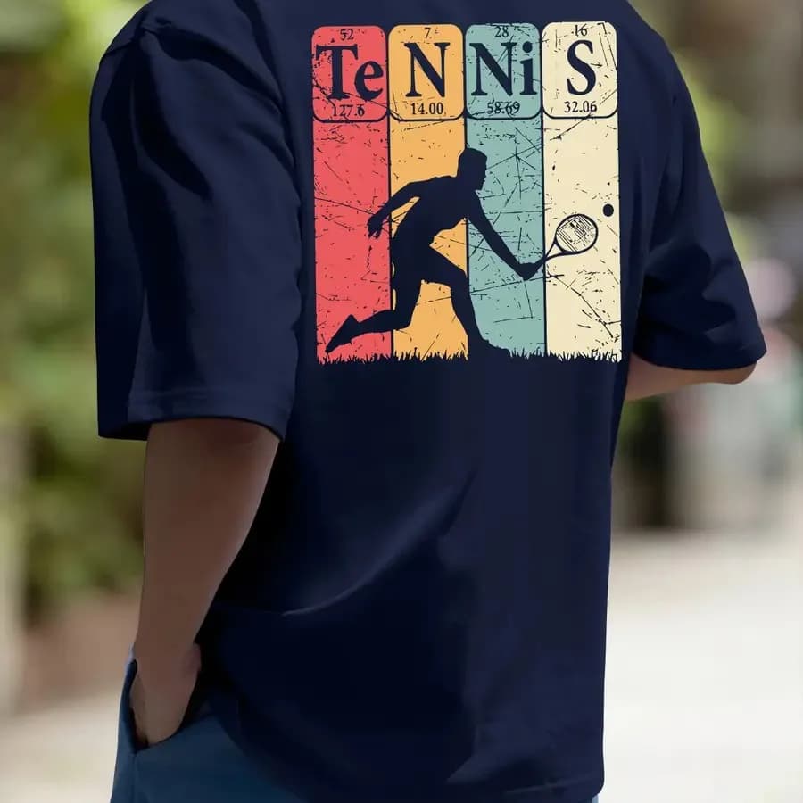 【Nuovo stile】T-shirt a maniche corte da uomo a tema tennis - Top estivo casual traspirante con scollo rotondo e stampa a tema tennis