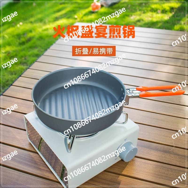 Padella da esterno Padella da bistecca leggera portatile Wok Padella antiaderente da esterno pieghevole da campeggio