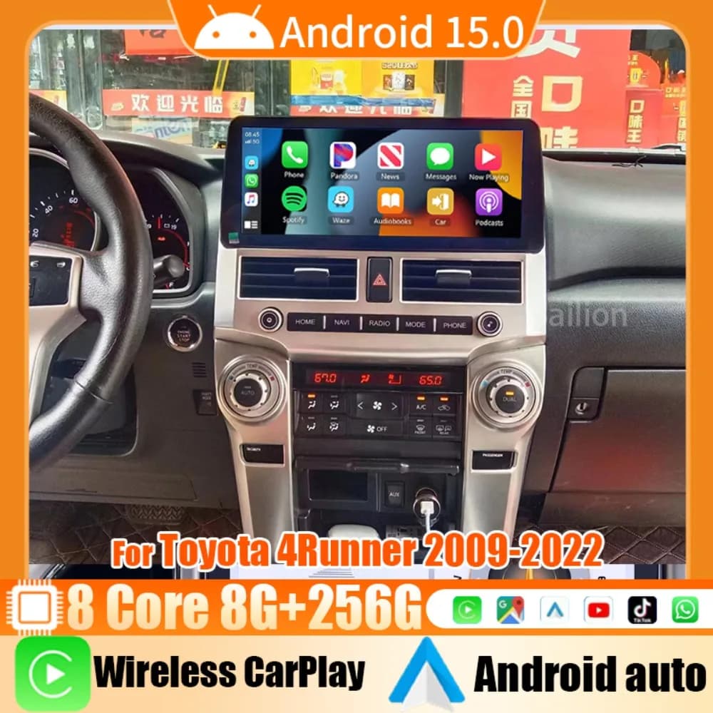 Android15 12.3 "Touch QLED Schermo Per Toyota 4Runner 2009-2022 Autoradio Lettore Multimediale GPS Carplay Autoradio 8 + 256G DSP BT