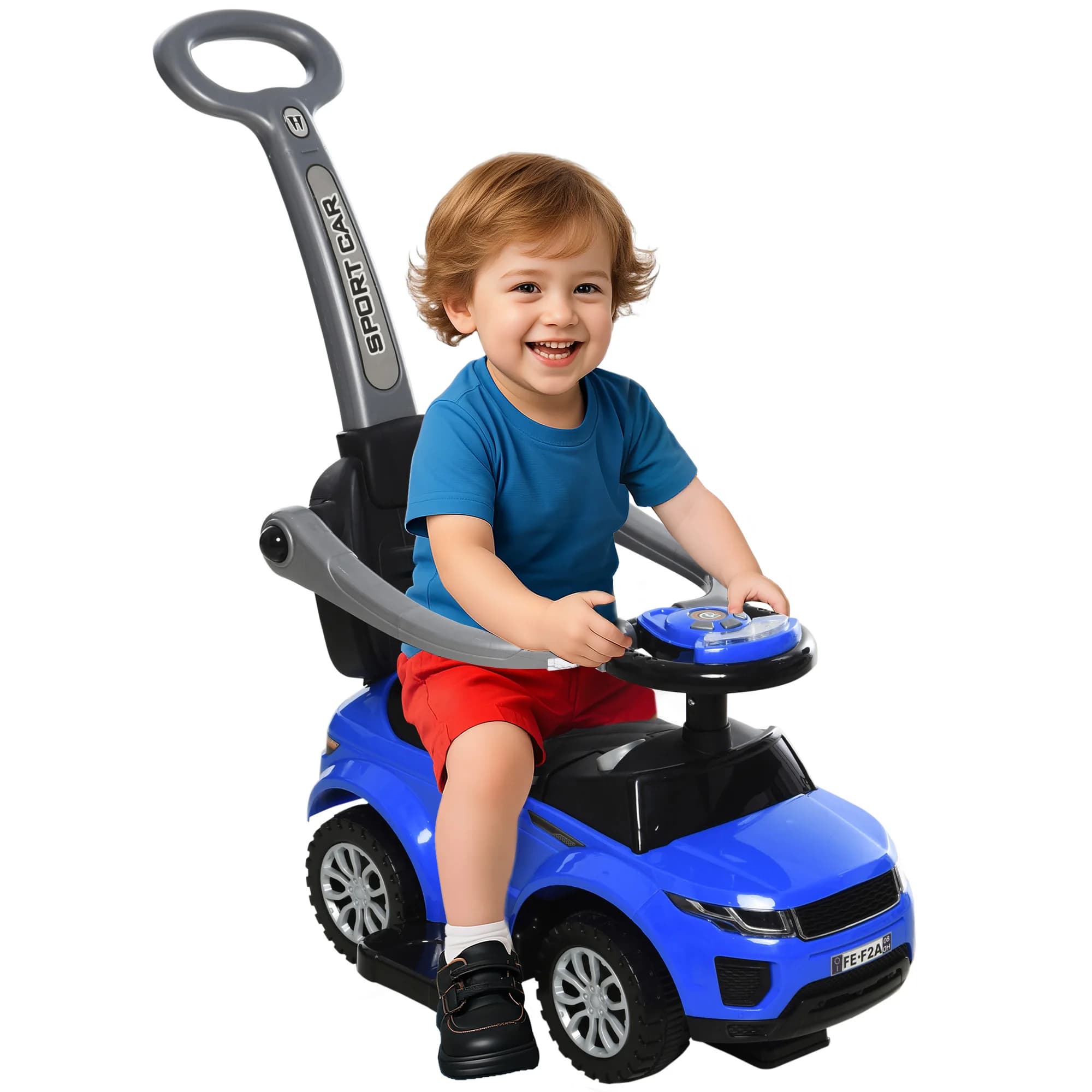 Passeggino 3-in-1 per Bambini con Clacson, Musica, Luci, Barriere Rimovibili e Vano Portaoggetti, 18-36 Mesi, 55 Libbre