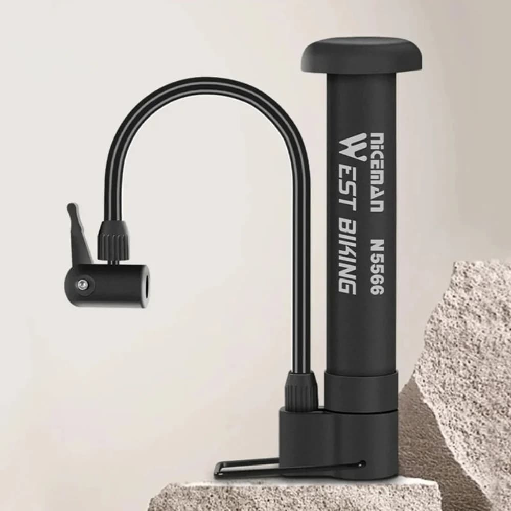 Pompa per Bicicletta 80 PSI, Pompa Manuale per Bici, Gonfiatore per Palloni e Pneumatici, Mini Portatile per Valvole Presta e Schrader