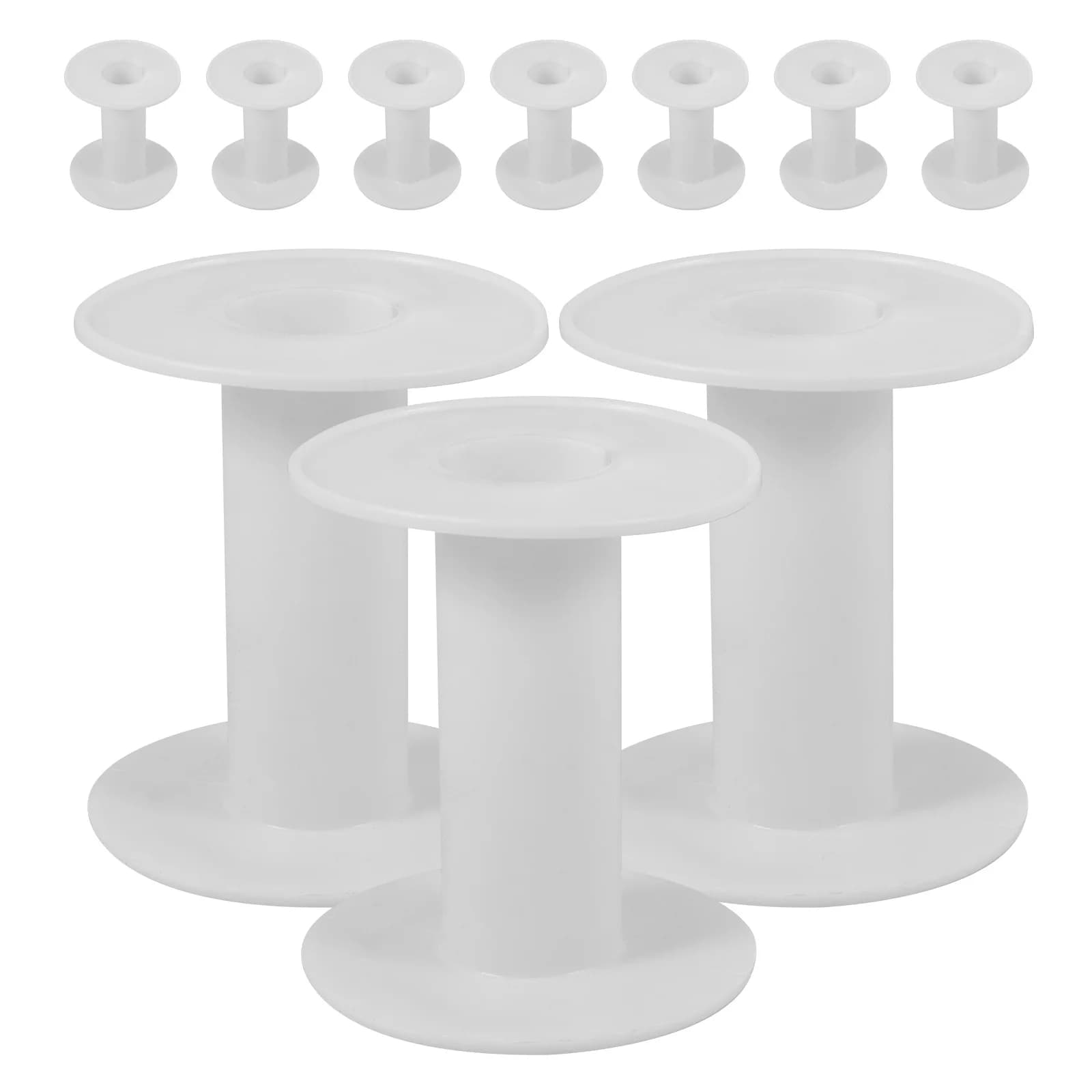 Bobine di plastica bianche da 10 pezzi Bobine di filo artigianale versatili per progetti di tessitura di filo di filo di nastro da ricamo Bobine di filo interdentale