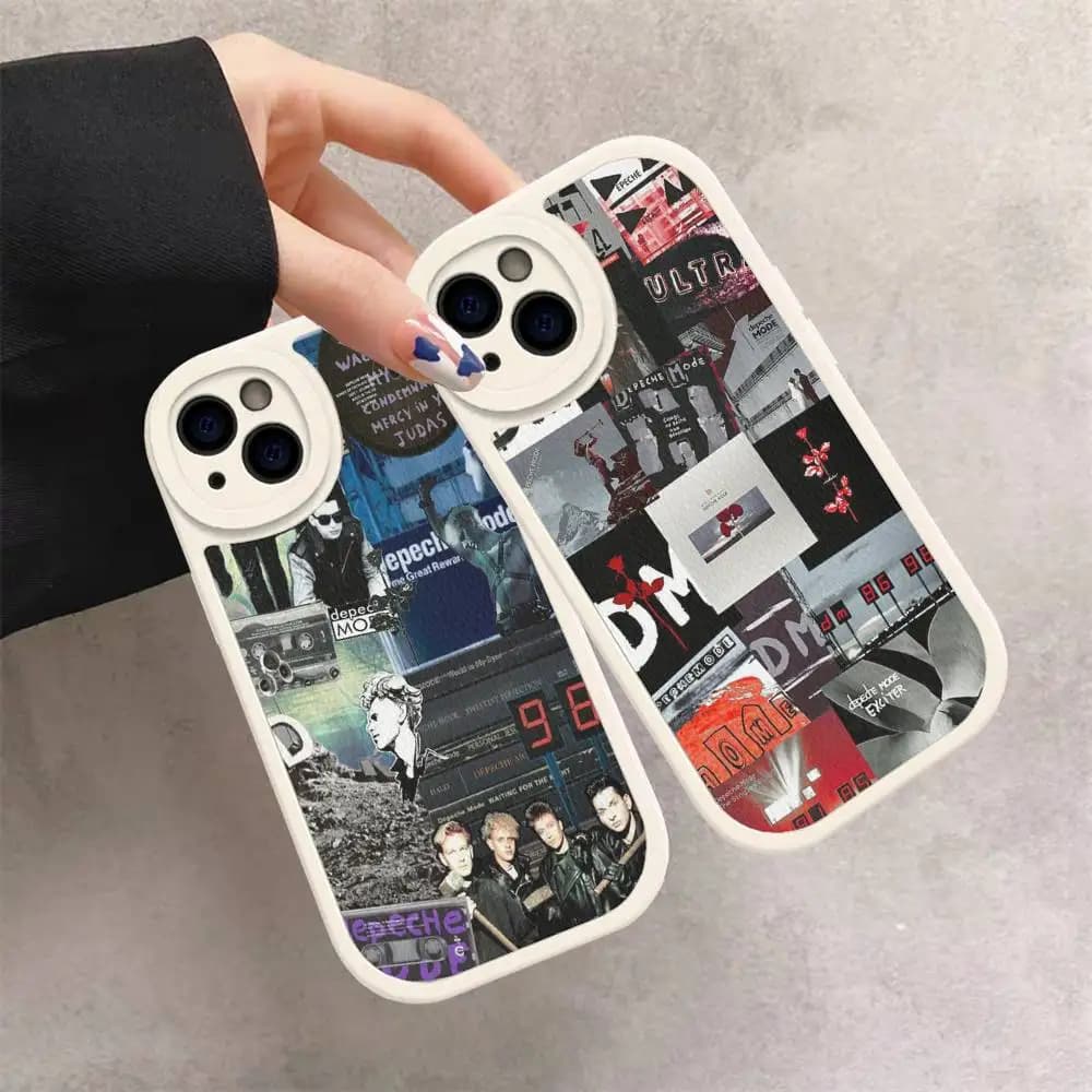 Leather Phone Case Electronic Band Depeche-Mode for iPhone 15 14 13 Pro Max 12 11 16 Plus