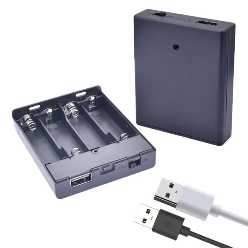 1 pz. Mini alimentatore USB portatile, custodia per batterie 4AA, contenitore per accessori per strisce LED - F(x)