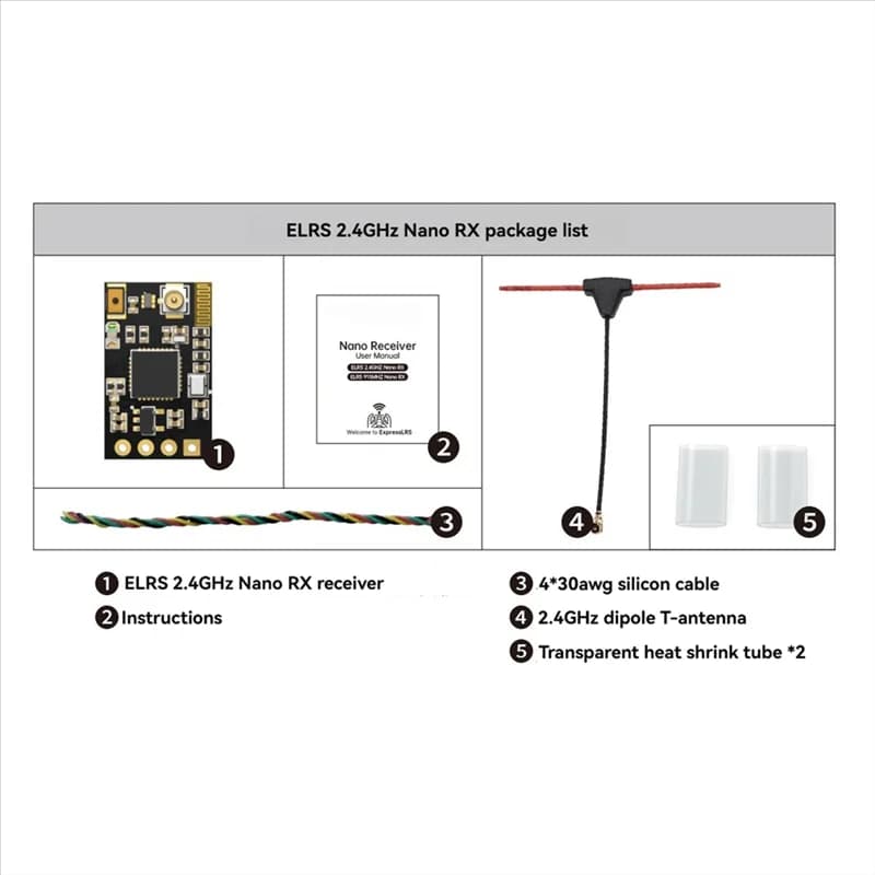 B63B-ELRS Receiver 2.4Ghz NANO RX Diversity Receiver 100Mw Built-Intcxo Forrc FPV Long Range Traversing Drones Parts