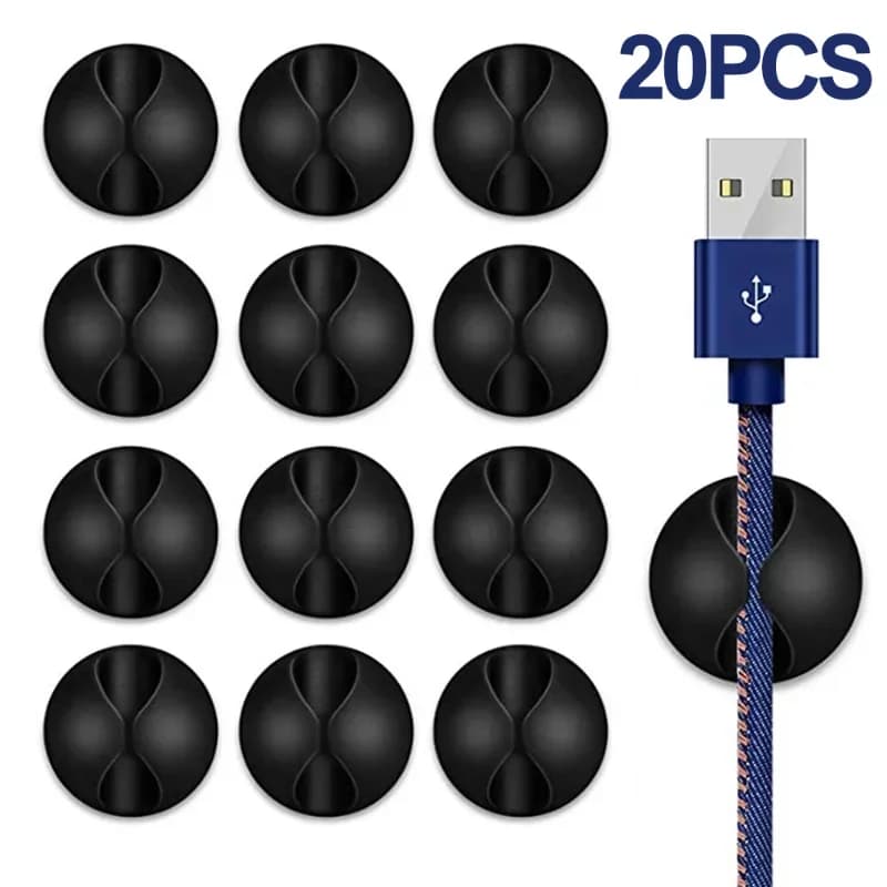 20/2 pezzi cavo clip avvolgicavo organizzatore rotondo cavo di ricarica clip scrivania ordinata gestione filo adesivo supporto morsetto in casa ufficio auto