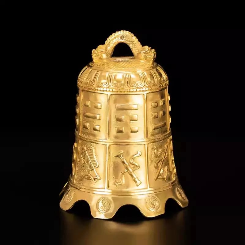 Feng Shui Brass Bell Hanging Ornament， Pure Copper Eight Immortals Temple Bell， Tibetan Eight Treasures Chime for Home Door