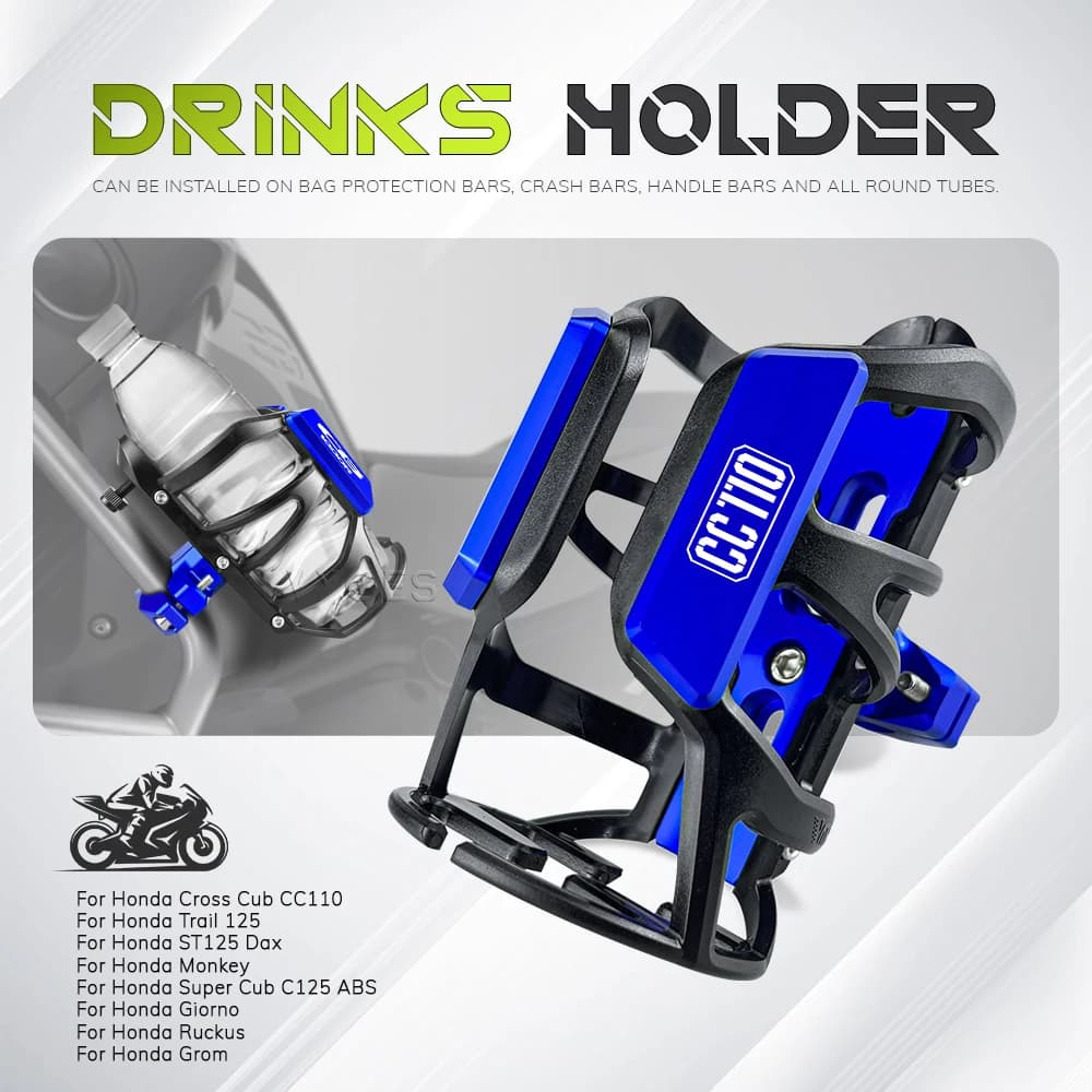 Per Honda Cross Cub CC110 Trail 125 ST125 Dax Monkey Giorno Moto Bevanda Bottiglia di Acqua Gabbia Bevande Portabicchieri Portabicchieri
