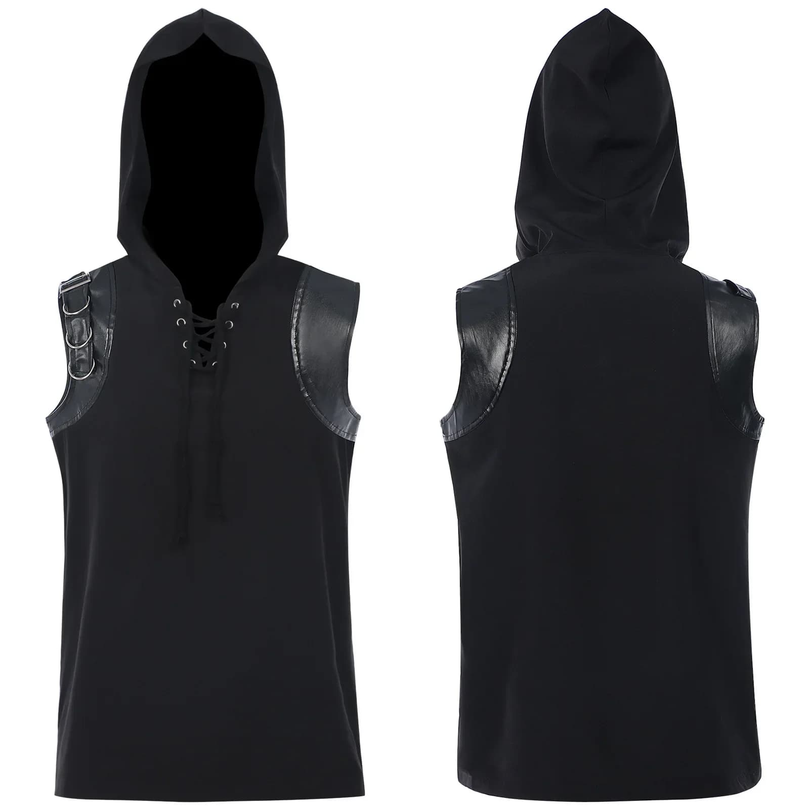Gilet da cavaliere medievale da uomo con fasciatura pirata rinascimentale tunica gilet senza maniche gotico da uomo guerriero vintage