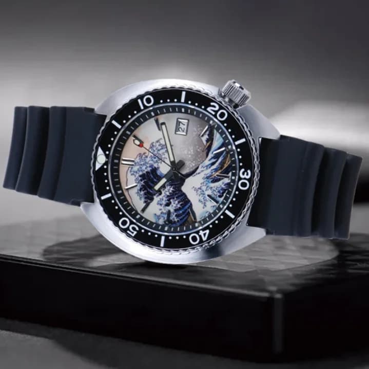 Heimdallr Orologio automatico da uomo 44MM Turtle Orologio da polso meccanico Diver 200M Impermeabile Kanagawa Quadrante luminoso Zaffiro NH35