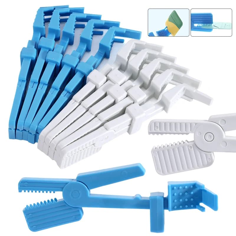 10 pcs Dentale X-Ray Film Plastic Holder X Ray Film Clip A Scatto Plastic Clip White/Blue Laboratory Tool Dentale Support for Radiograph