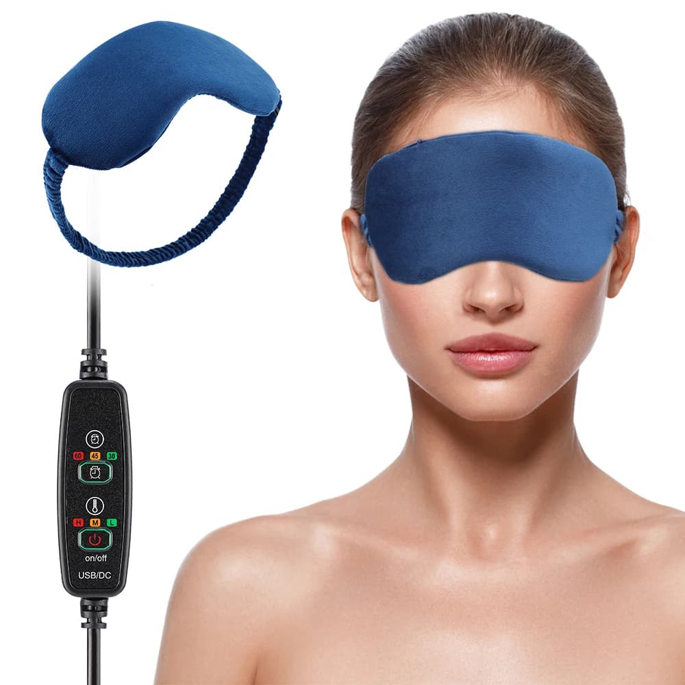 Electric Heater Eyes Mask with Infrareds, Cald Compression Ocular Massage, Reduces Occhiaie and Bags, Allevia la Fatica, with Timer and Sleep Observation Function