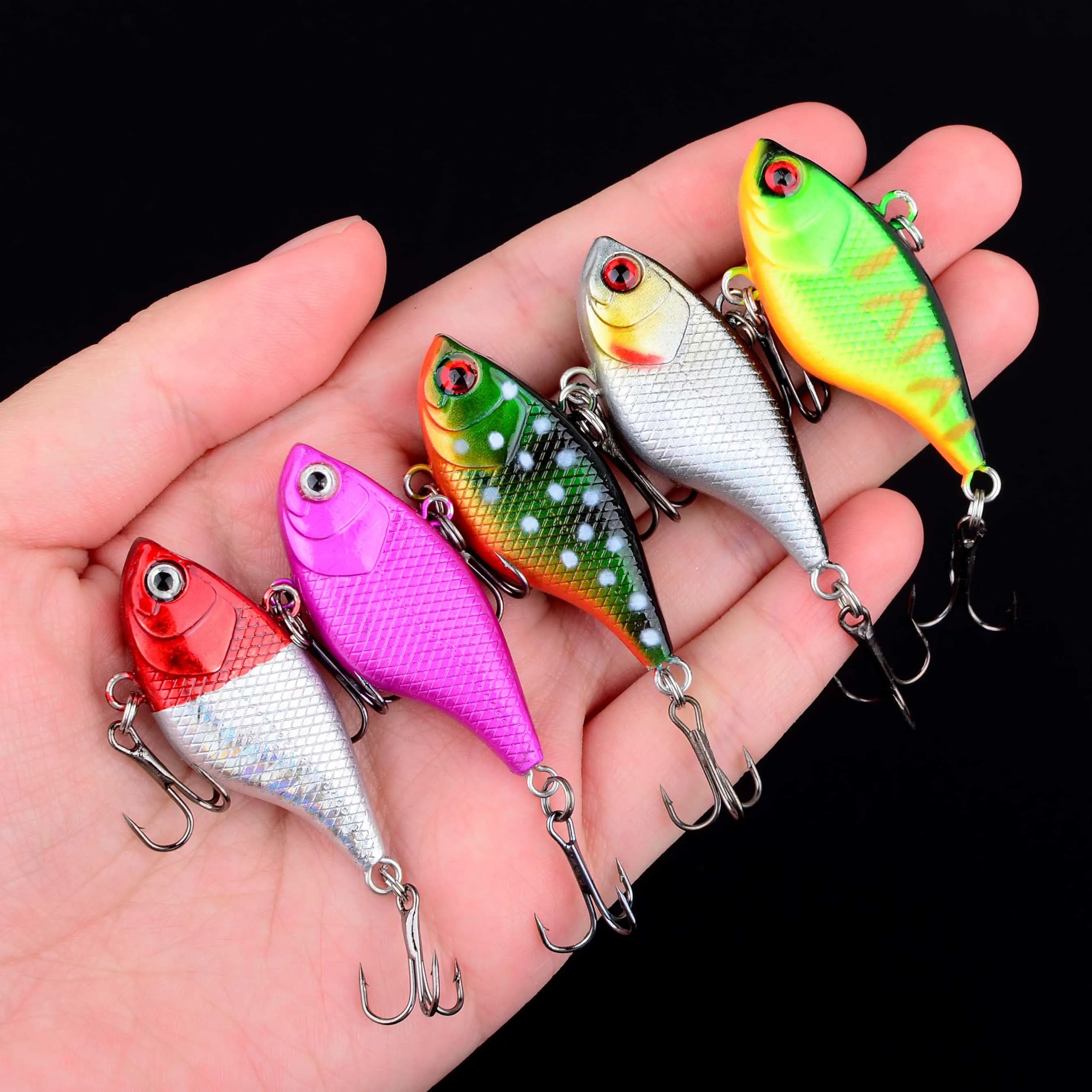 5 pezzi esche rigide VIB esche da pesca esche per pesciolini ami tripli Crankbait Wobblers attrezzatura da pesca occhi 3D