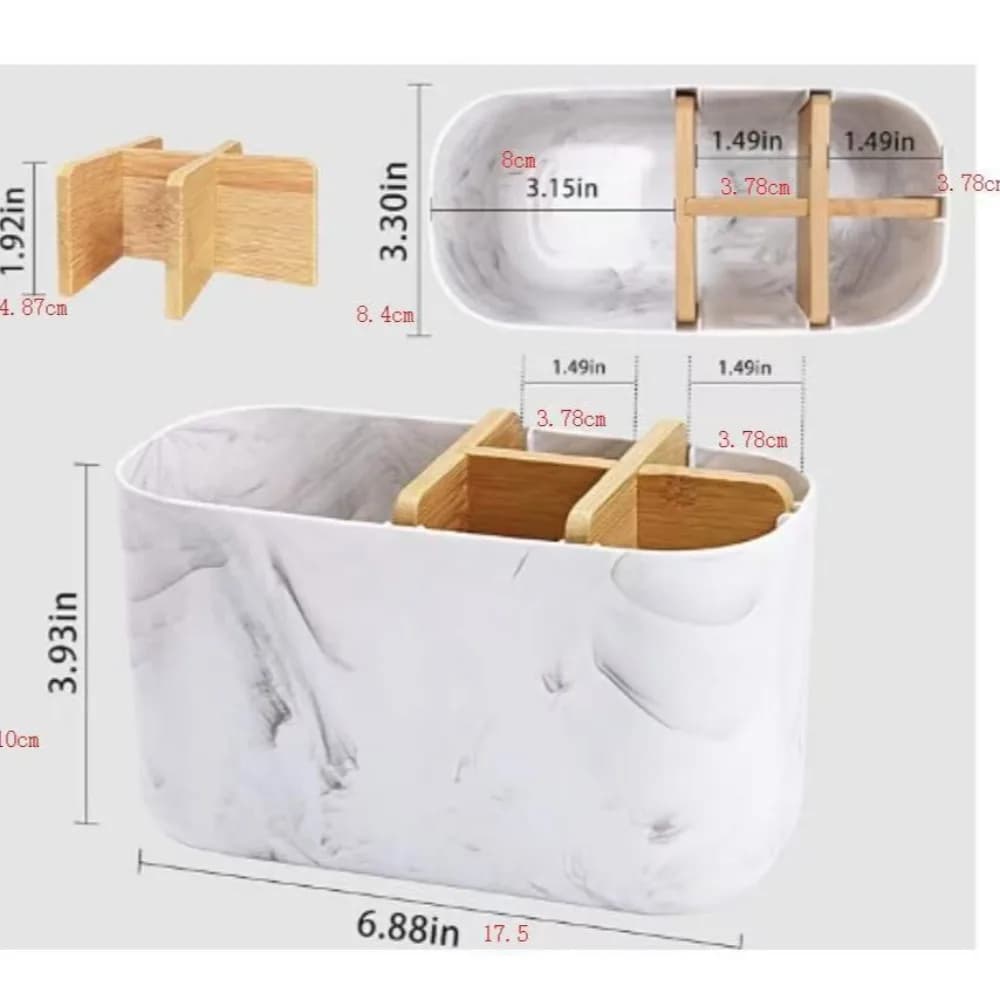 Portaspazzolini Multi-Scomparto, Contenitore per Dentifricio, Organizzatore per Cosmetici, Organizer da Bagno, Scatola Portaoggetti in Plastica da Scrivania per Casa
