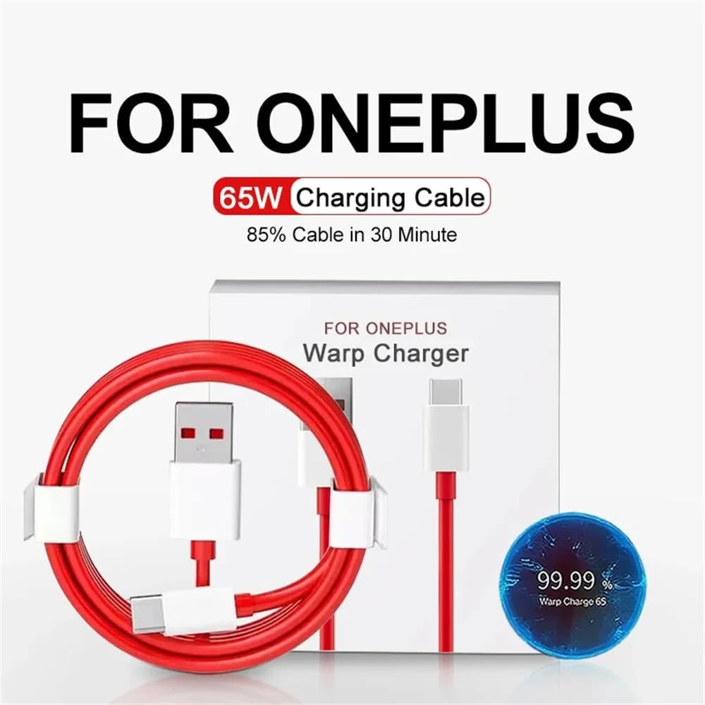 Cavo per telefono cellulare di ricarica super veloce da 65 W da tipo C a tipo C per Oneplus 6A USB C per Oneplus 13r 12 11 10 Pro Cavo per caricabatterie rapido