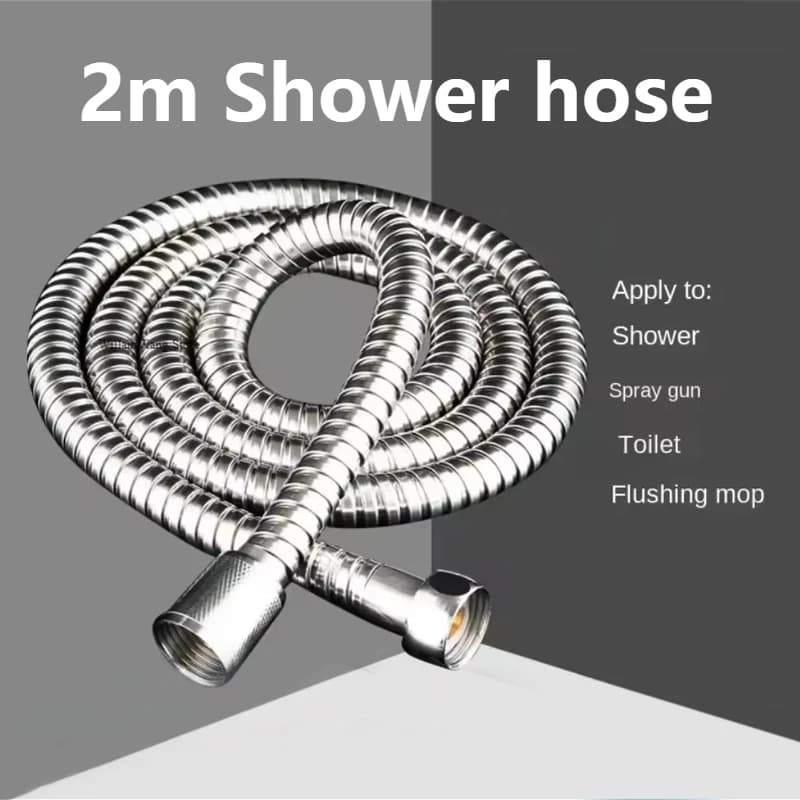 Tubo flessibile per doccia da 2 m Tubo per acqua da bagno Tubo da giardino Tubo flessibile in acciaio inossidabile Soffione doccia Tubo idraulico per accessori da bagno Strumento