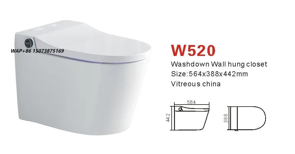Chaozhou Modern Rimless Electric One Piece Elongated Bidet Toilet Wall Hung Ceramic Smart Toilet with Remote Control
