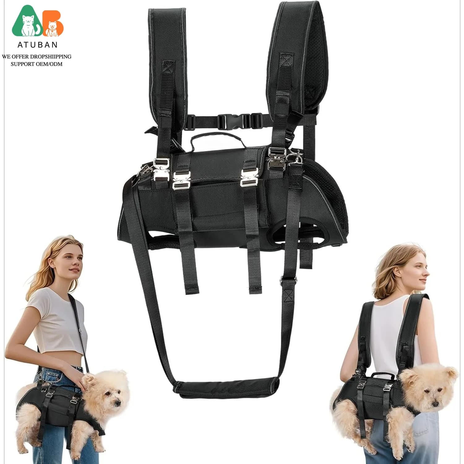 ATUBAN Imbracatura di Sollevamento per Cani, Imbracatura di Sollevamento per Cani da 2-21 Kg per Esterni, Imbracatura Regolabile di Emergenza per il Trasporto di Cani per la Protezione della Colonna Vertebrale